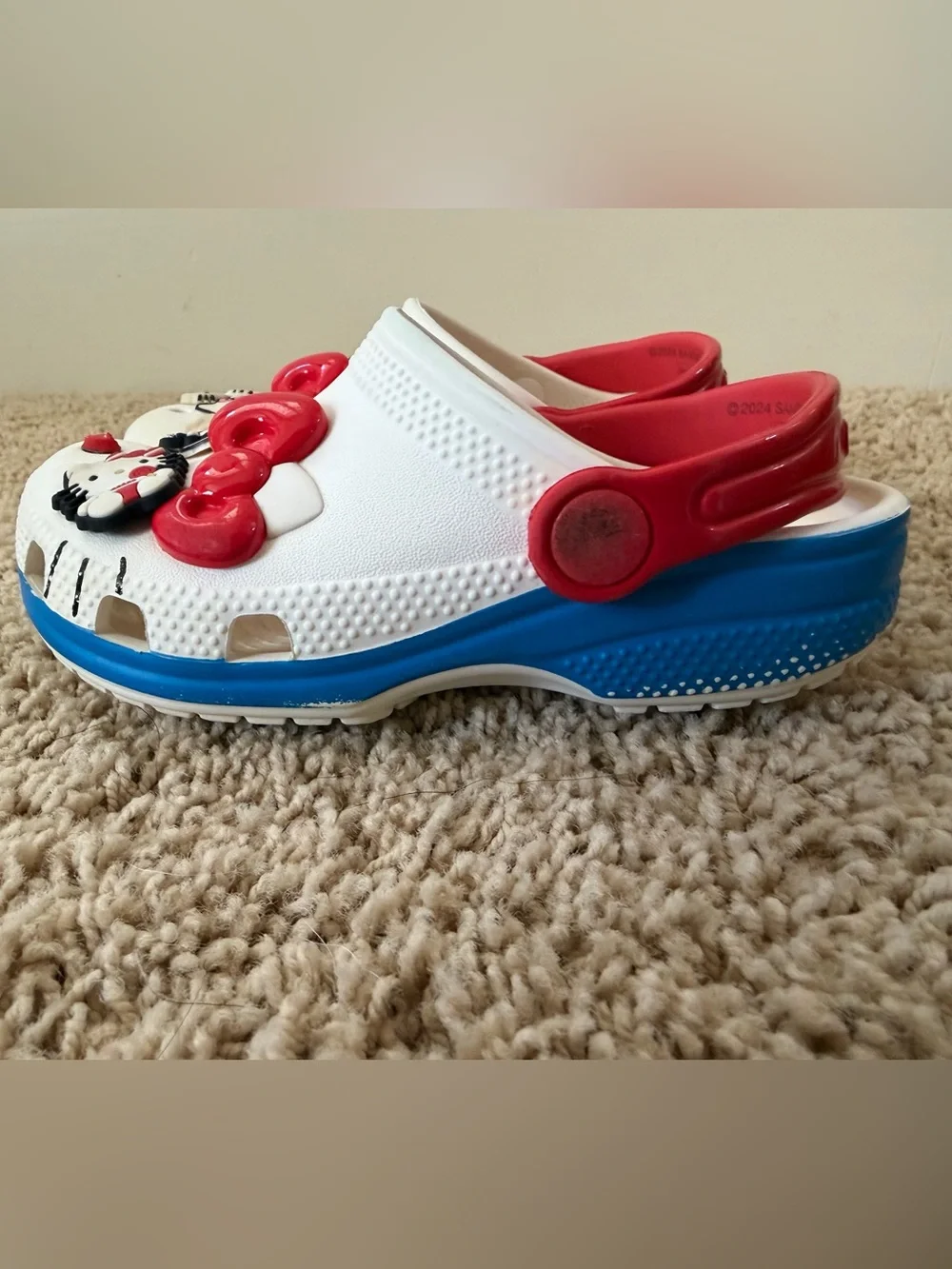 Hello Kitty 50th Anniversary Red, White and Blue Kids Slip-On Crocs